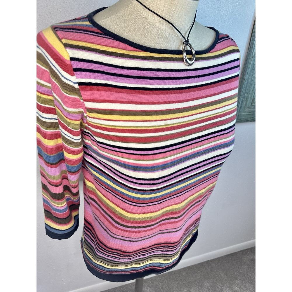 Jones New York Y2K 90s Style Striped Cotton Colorful Top Large